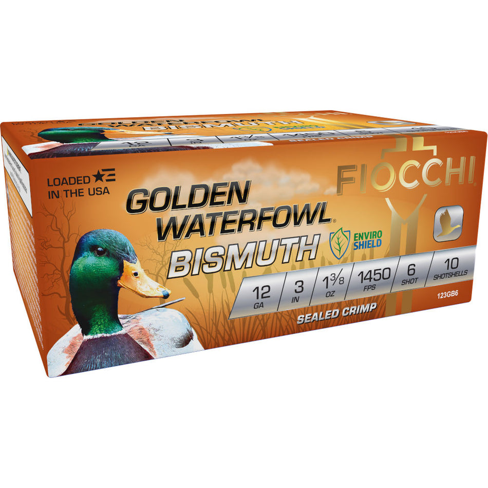 Fiocchi 123GB6 Golden Waterfowl Bismuth 12 Gauge 3 1-3/8oz #6 1450 fps