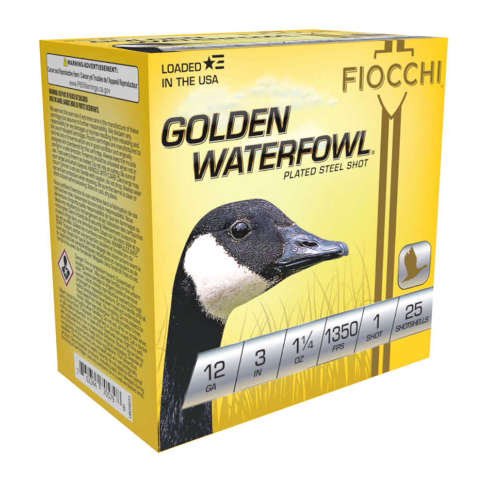 Fiocchi 123SGW1 Golden Waterfowl Waterfowl 12 Gauge 3 1-1/4oz #1 1350 fps
