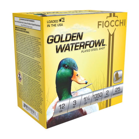 Fiocchi 123SGW2 Golden Waterfowl Waterfowl 12 Gauge 3 1-1/4oz #2 1350 fps