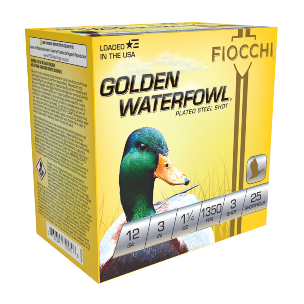 Fiocchi 123SGW3 Golden Waterfowl Waterfowl 12 Gauge 3 1-1/4oz #3 1350 fps