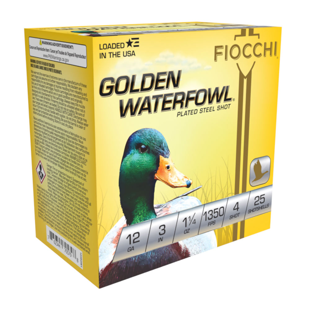 Fiocchi 123SGW4 Golden Waterfowl Waterfowl 12 Gauge 3 1-1/4oz #4 1350 fps