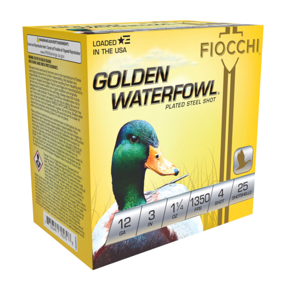 Fiocchi 123SGW4 Golden Waterfowl Waterfowl 12 Gauge 3 1-1/4oz #4 1350 fps
