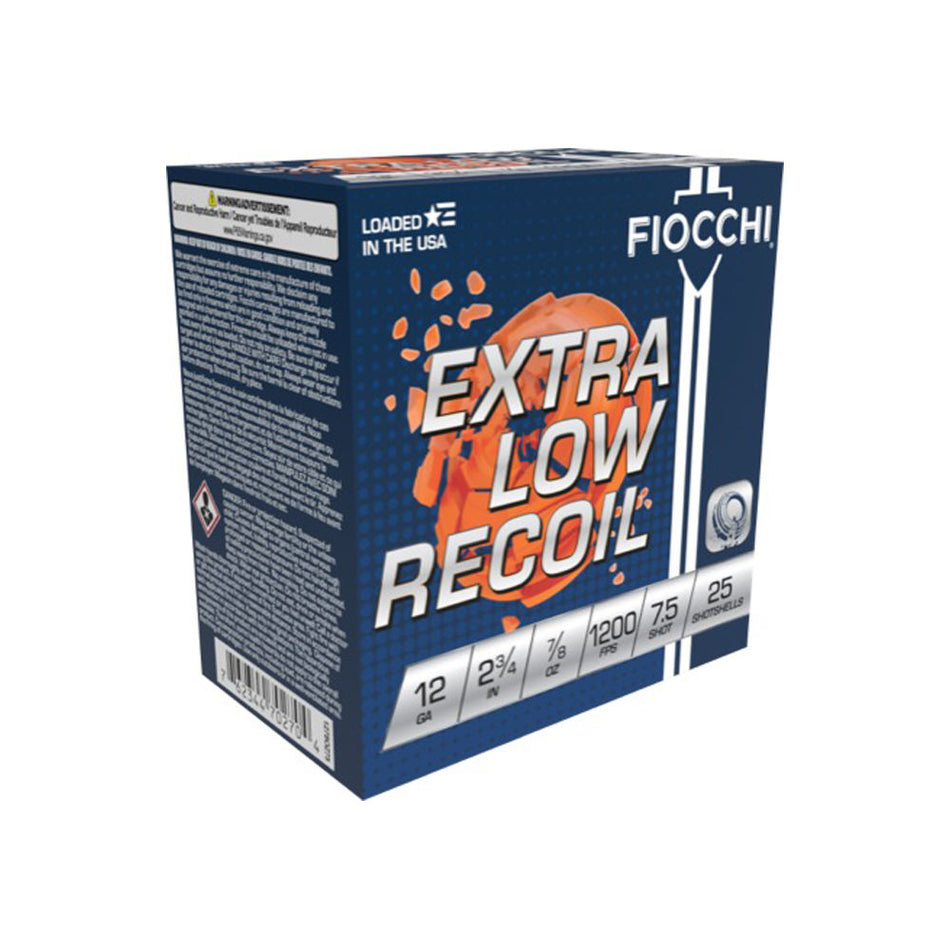Fiocchi 1278OZ75 Exacta Target Low Recoil Trainer 12 Gauge 2-3/4 7/8oz #7.5 1200 fps