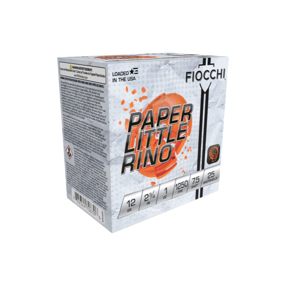 Fiocchi Paper Little Rino Extrema Shotgun Ammo 12 Gauge 2.75 in 1 oz #7.5