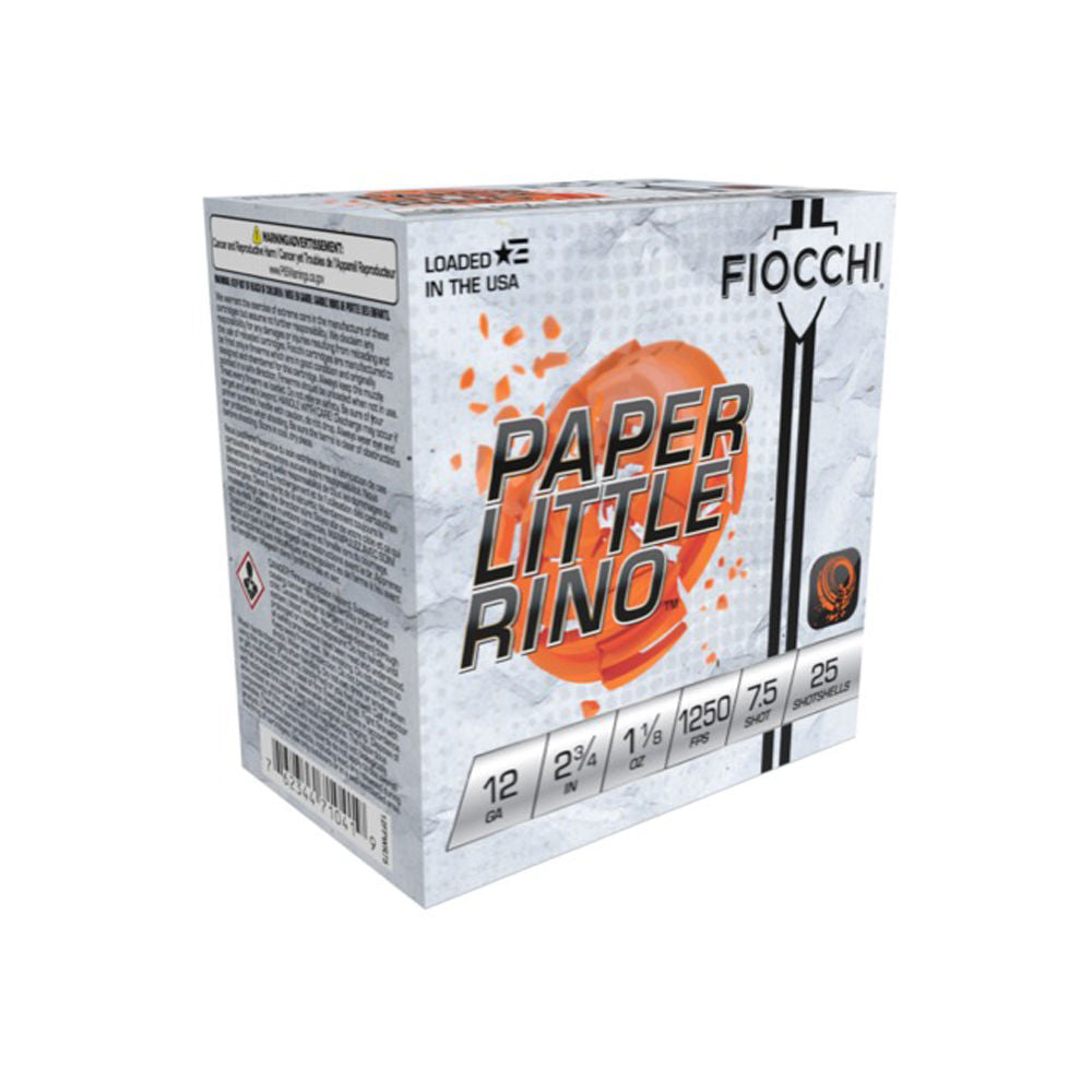 Fiocchi 12FPWR75 Paper Little Rino Extrema 12 Gauge 2-3/4 1-1/8oz #7.5 1250 fps