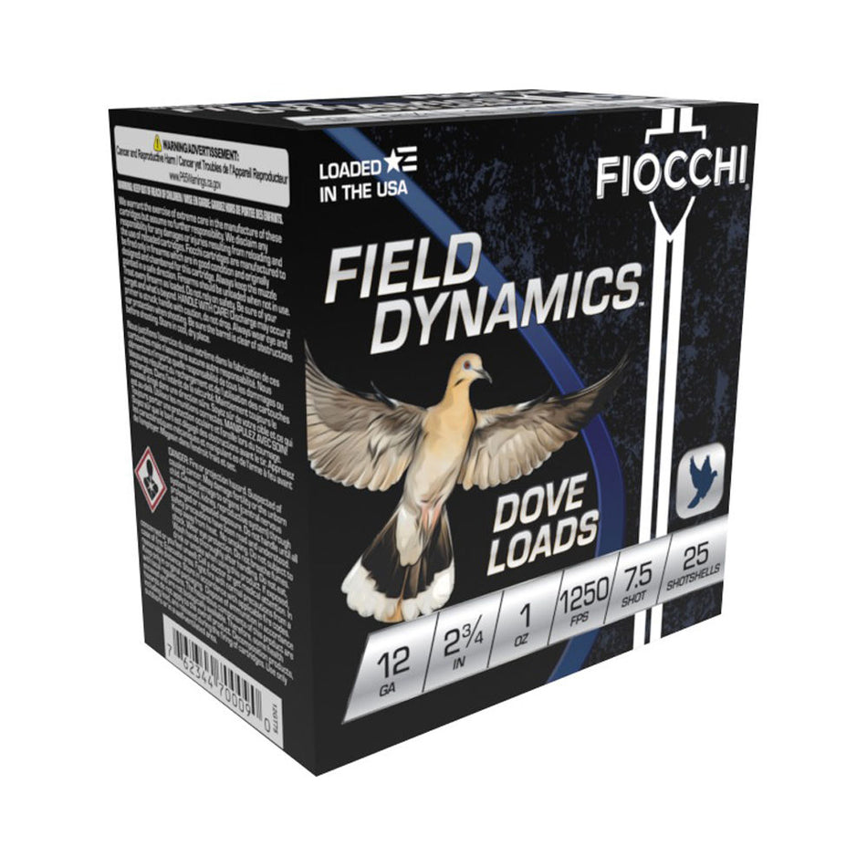 Fiocchi 12GT75 Field Dynamics Dove & Quail 12 Gauge 2-3/4 1oz #7.5 1250 fps