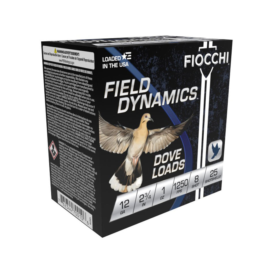 Fiocchi 12GT8 Field Dynamics Dove & Quail 12 Gauge 2-3/4 1oz #8 1250 fps