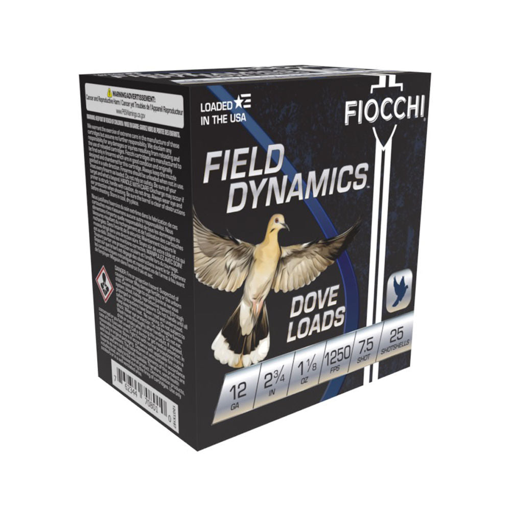 Fiocchi Field Dynamics Dove & Quail Shotgun Ammo 12 Gauge 2.75 in 1-1/8 oz #7.5