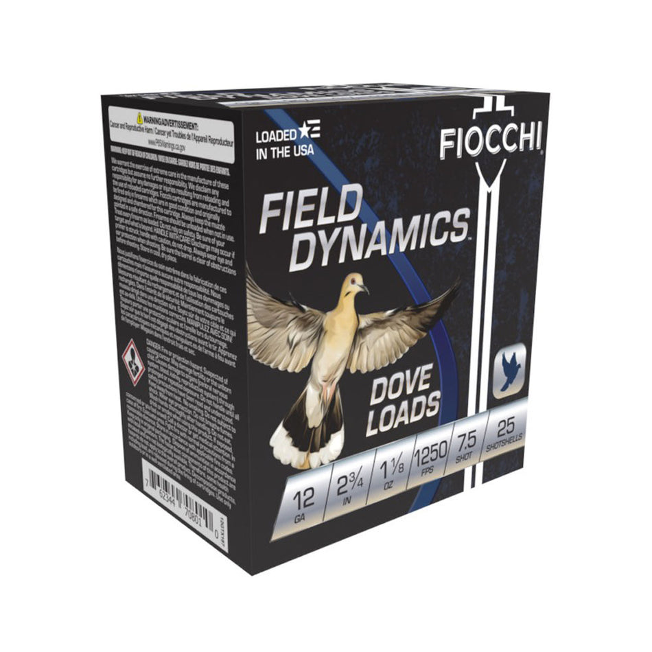 Fiocchi Field Dynamics Dove & Quail Shotgun Ammo 12 Gauge 2.75 in 1-1/8 oz #7.5
