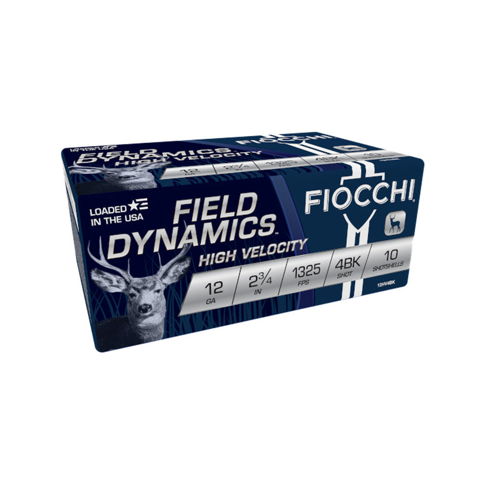 Fiocchi Field Dynamics High Velocity 27 Pellets Shotgun Ammo 12 Gauge 2.75 in 1-1/4 oz #4 Buck