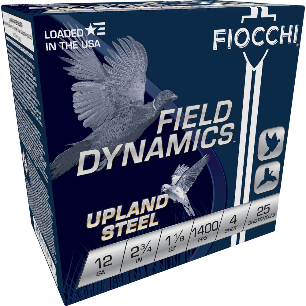 Fiocchi 12HVST4 Field Dynamics Upland Steel 12 Gauge 2-3/4 1-1/8oz #4 1400 fps