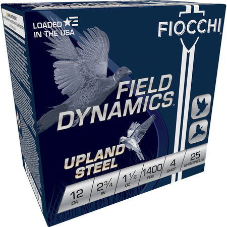 Fiocchi 12HVST4 Field Dynamics Upland Steel 12 Gauge 2-3/4 1-1/8oz #4 1400 fps