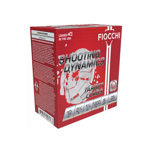 Fiocchi Shooting Dynamics Shotgun Loads 12 Gauge 2.75 in. 1 1/8 oz. 1200 FPS 8 Shot 25 rd.