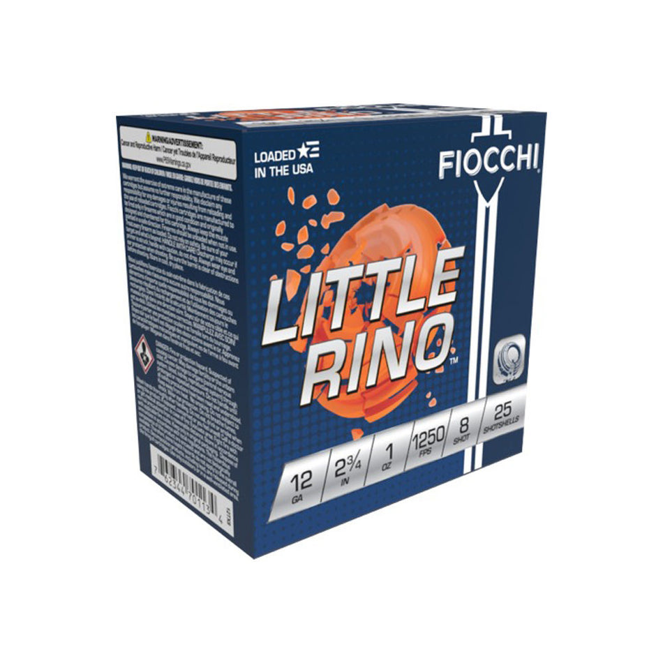 Fiocchi Exacta Target Little Rino Target Handicap Load Shotgun Ammo 12 Gauge 2.75 in 1 oz #8