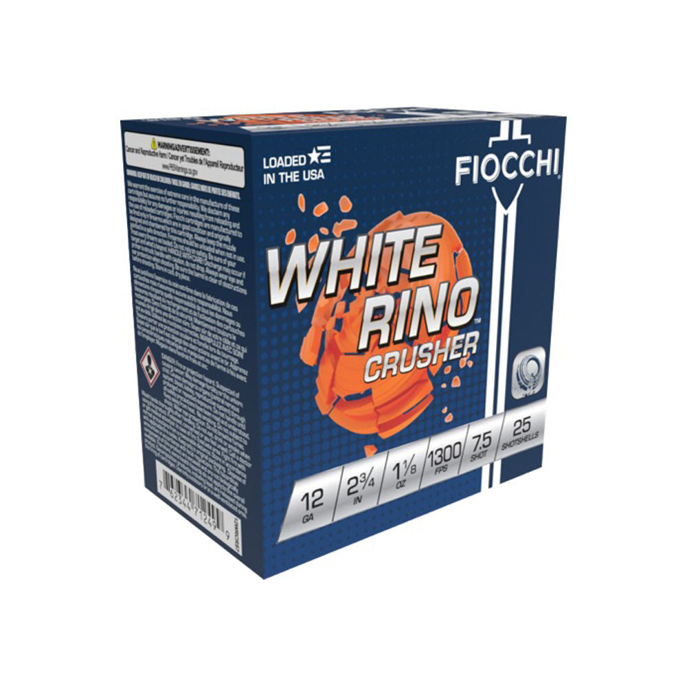 Fiocchi 12WRCRS7 Exacta Target White Rino Crusher 12 Gauge 2-3/4 1-1/8oz #7.5 1300 fps