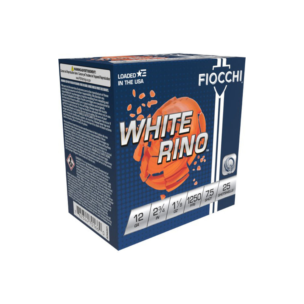 Fiocchi 12WRNO75 Exacta Target White Rino Target 12 Gauge 2-3/4 1-1/8oz #7.5 1250 fps