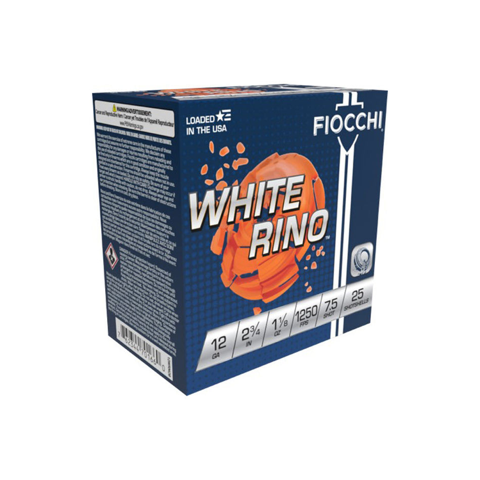 Fiocchi 12WRNO75 Exacta Target White Rino Target 12 Gauge 2-3/4 1-1/8oz #7.5 1250 fps