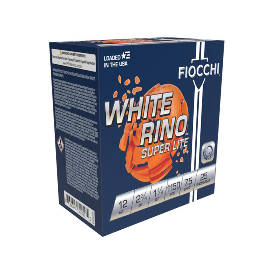 Fiocchi 12WRSL75 Exacta Target White Rino Super Light 12 Gauge 2-3/4 1-1/8oz #7.5 1150 fps
