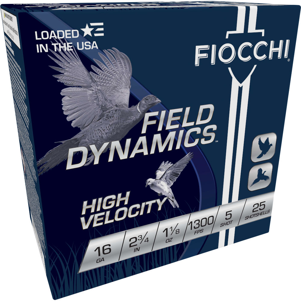 Fiocchi 16HV5 Field Dynamics High Velocity 16 Gauge 2-3/4 1-1/8oz #5 1300 fps
