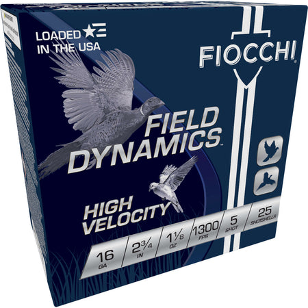 Fiocchi 16HV5 Field Dynamics High Velocity 16 Gauge 2-3/4 1-1/8oz #5 1300 fps