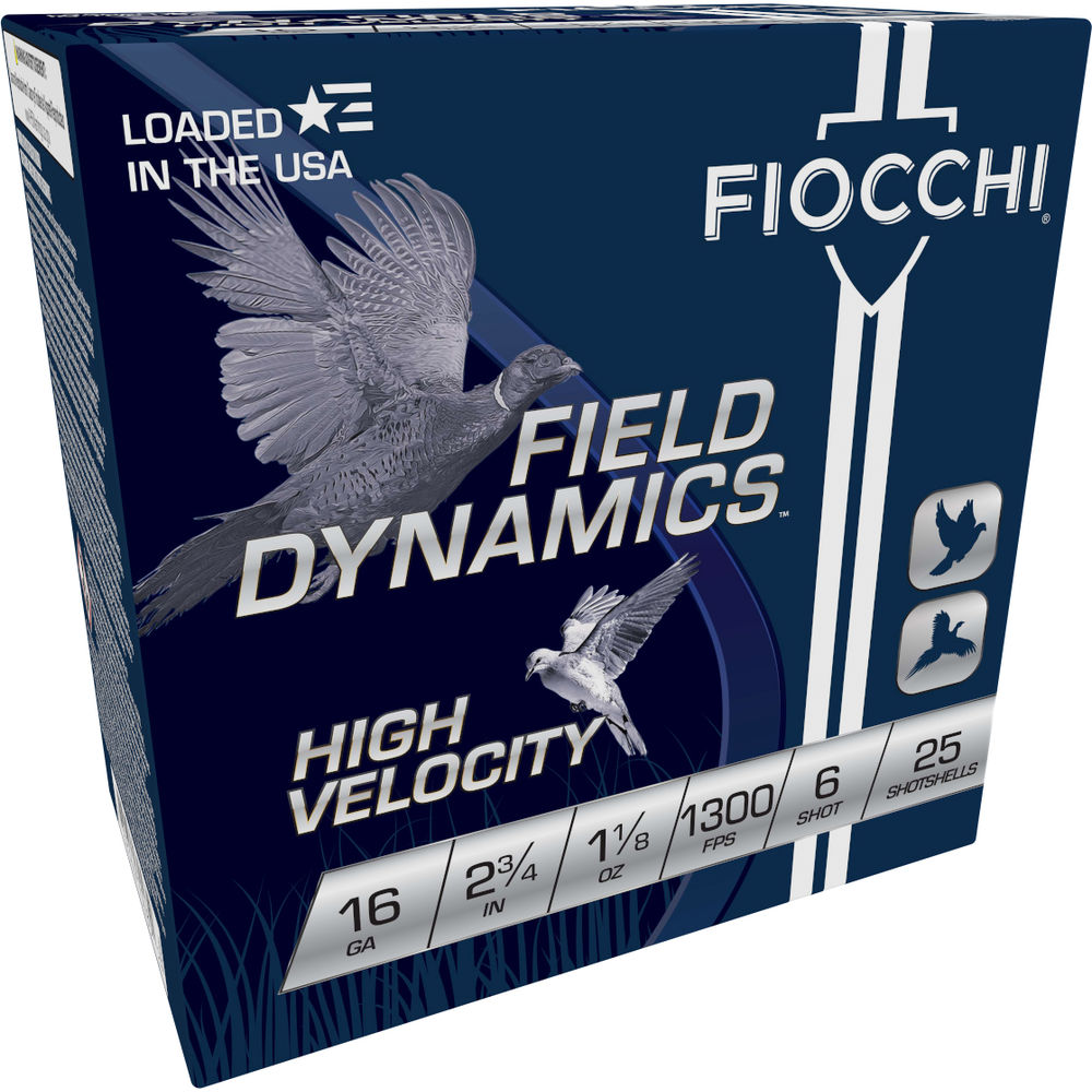 Fiocchi 16HV6 Field Dynamics High Velocity 16 Gauge 2-3/4 1-1/8oz #6 1300 fps