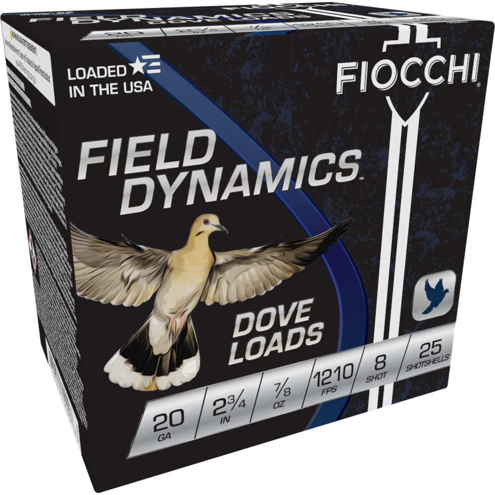 Fiocchi 20GT8 Field Dynamics Dove & Quail 20 Gauge 2-3/4 7/8oz #8 1210 fps