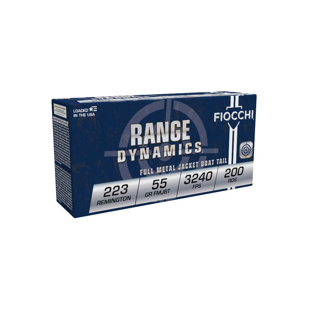 Fiocchi Range Dynamics .223 Remington 55 grain Full Metal Jacket Boat Tail ammunition