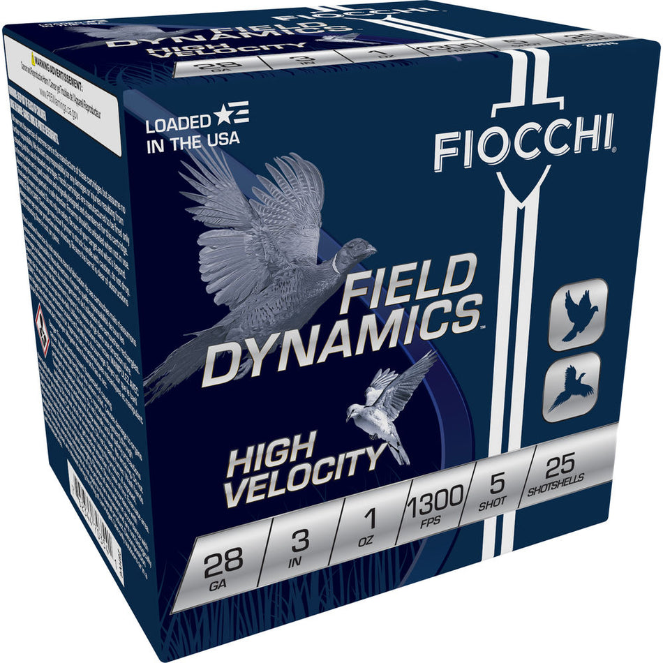 Fiocchi 283HV5 Field Dynamics High Velocity 28 Gauge 3 1oz #5 1300 fps