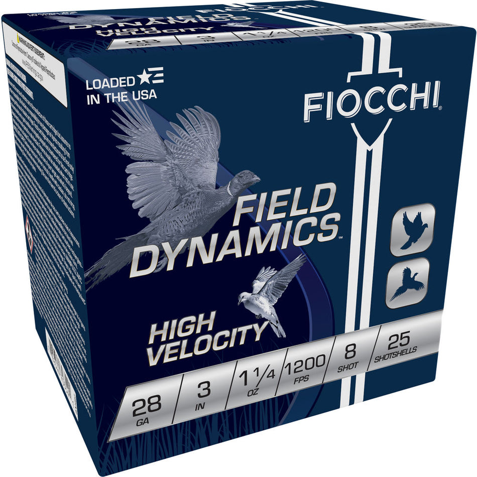 Fiocchi 283HV8 Field Dynamics High Velocity 28 Gauge 3" 1oz 8 Shot