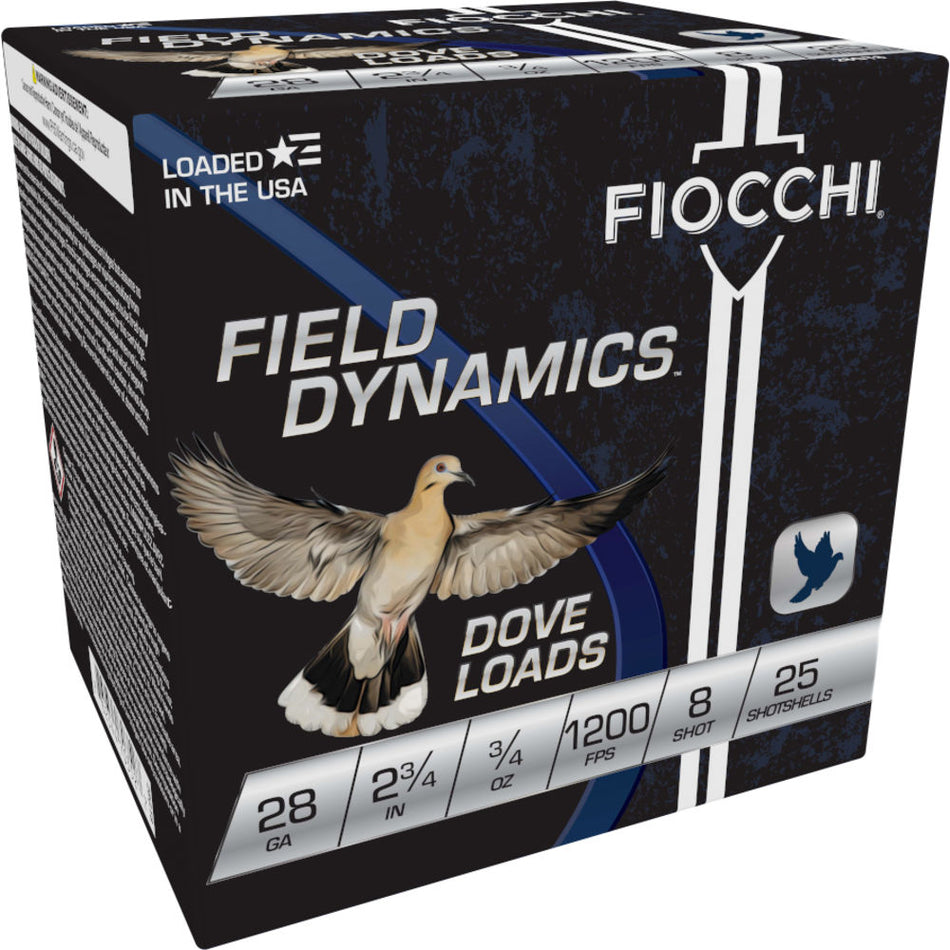 Fiocchi 28GT8 Field Dynamics Dove & Quail 28 Gauge 2-3/4 3/4oz #8 1200 fps