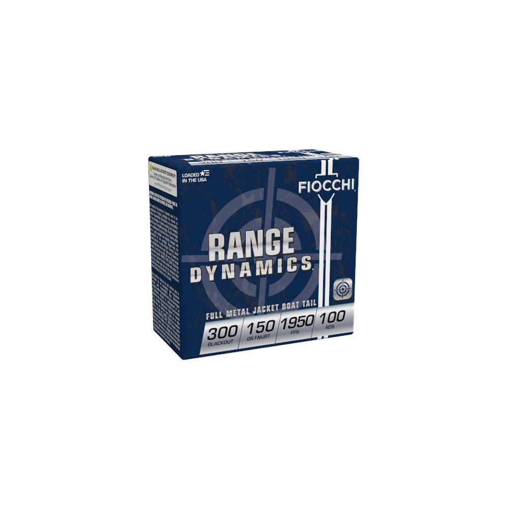 Fiocchi Range Dynamics .300 AAC Blackout 150 grain Full Metal Jacket Boat Tail ammunition