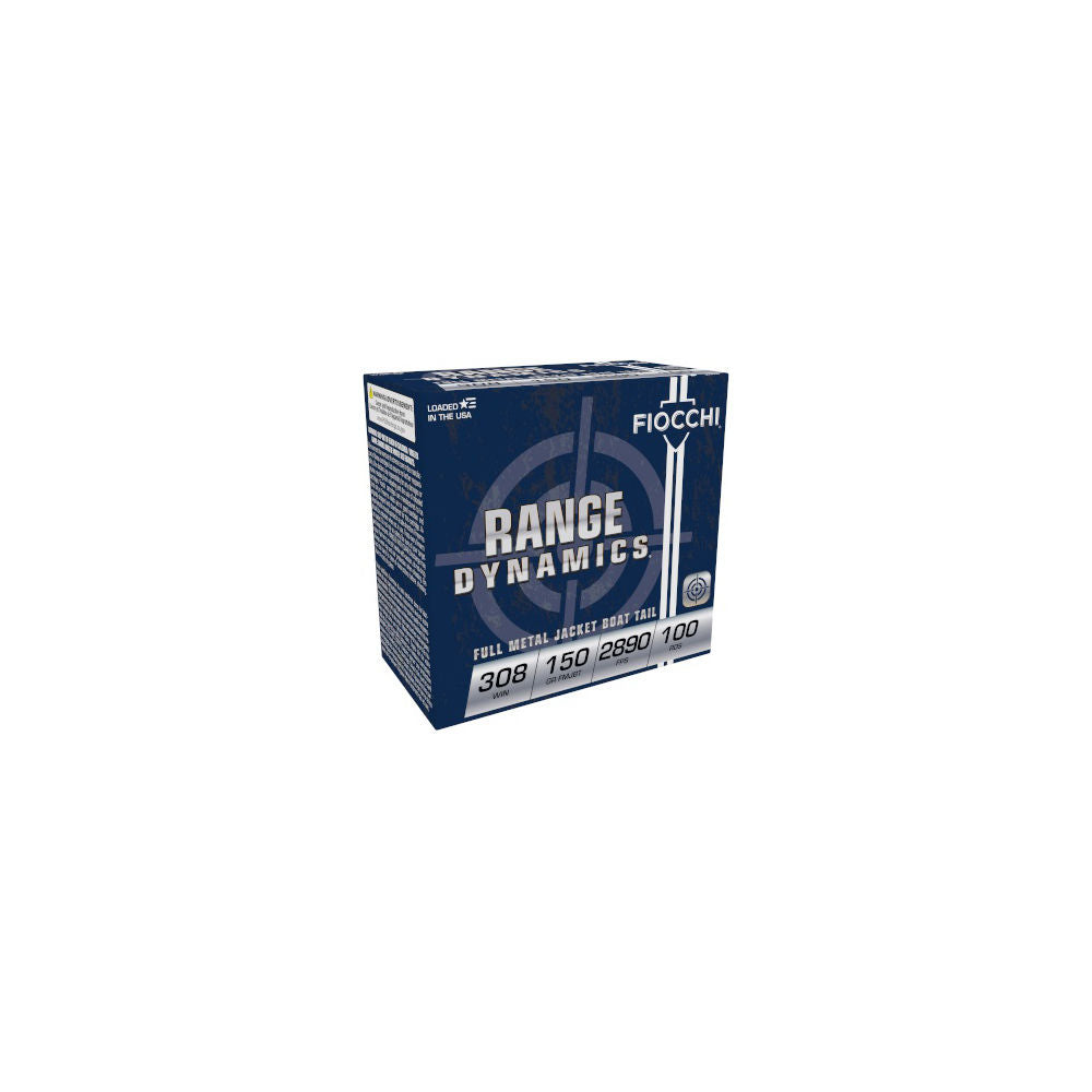 Fiocchi Range Dynamics .308 Win / 7.62x51mm 150 grain Full Metal Jacket Boat Tail ammunition