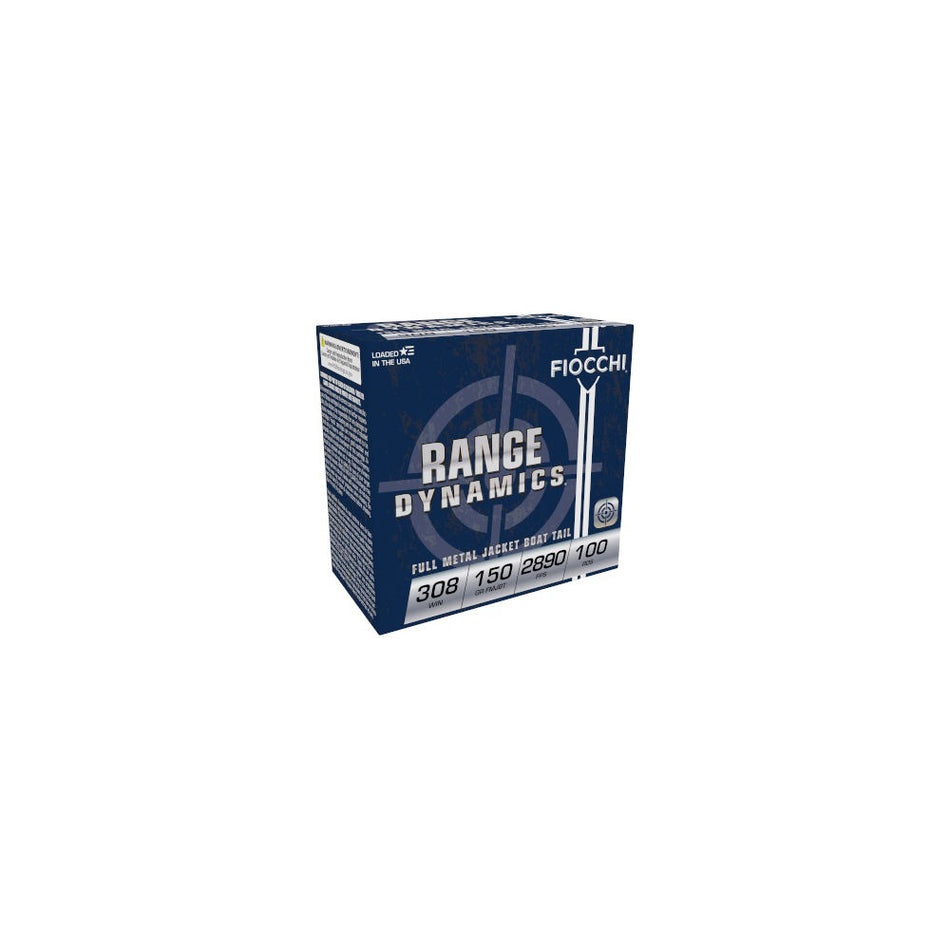 Fiocchi Range Dynamics .308 Win / 7.62x51mm 150 grain Full Metal Jacket Boat Tail ammunition