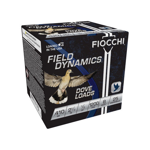 Fiocchi Field Dynamics Dove & Quail Shotgun Ammo .410 Bore 2.5 in 1/2 oz #8