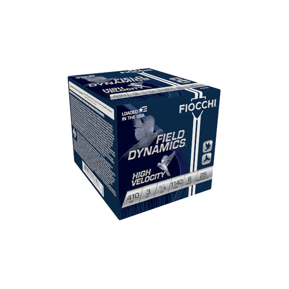 Fiocchi Field Dynamics High Velocity Upland Game Load Shotgun Ammo .410 Bore 3 in 11/16 oz #8