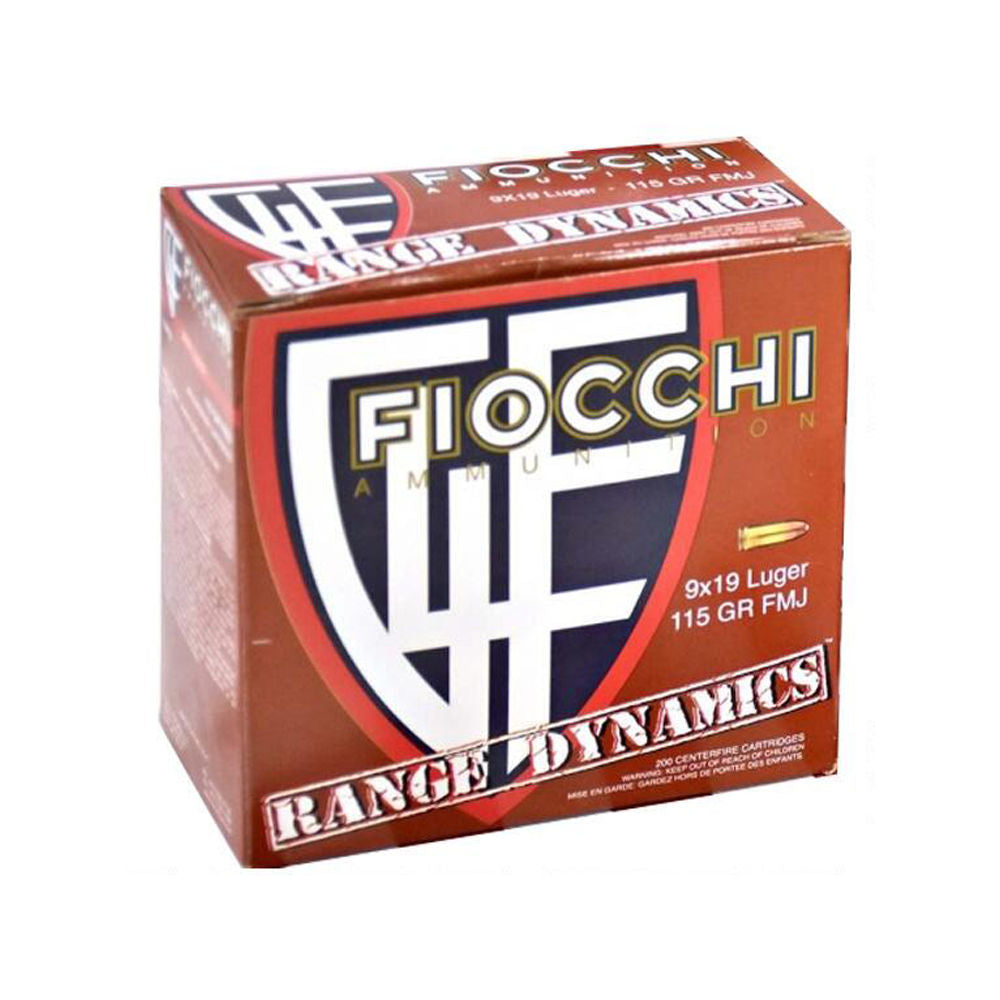 Fiocchi Range Dynamics Range Pack 9mm Luger / Parabellum 115 grain Full Metal Jacket ammunition