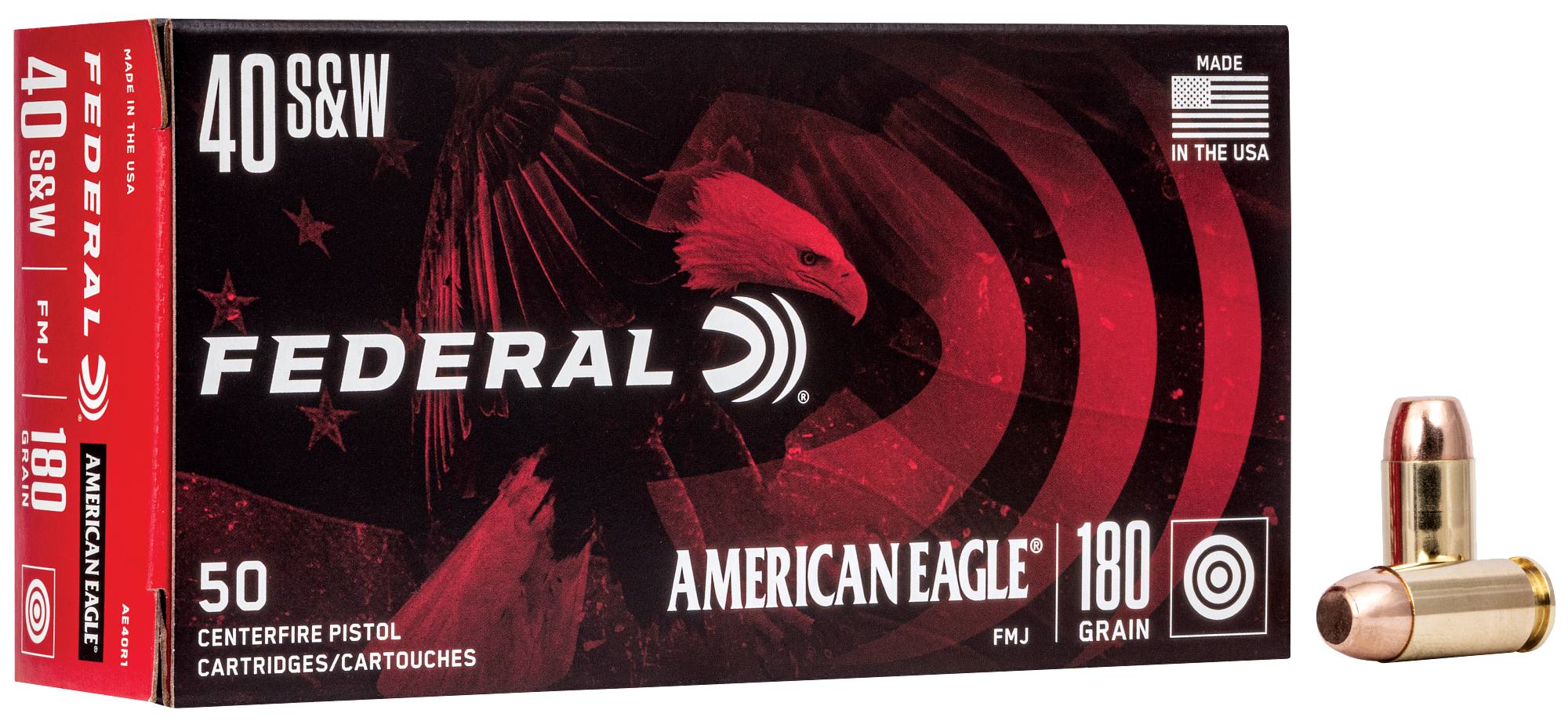 Federal AE40R1 American Eagle 40 S&W 180 gr Full Metal Jacket (FMJ)