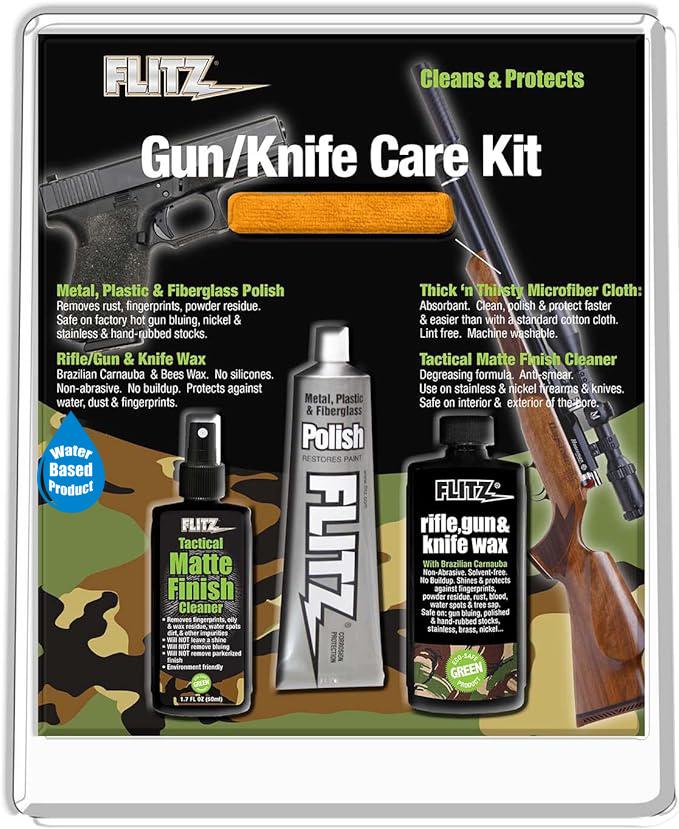 Flitz Gun Knife Care Kit Cleaner Paste Polish and Wax Protectant