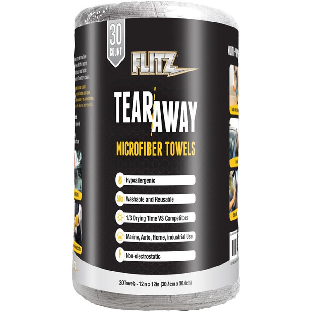 Flitz 30-Count Tear-Away Microfiber Cleaning Cloth Rolls 12"x12"