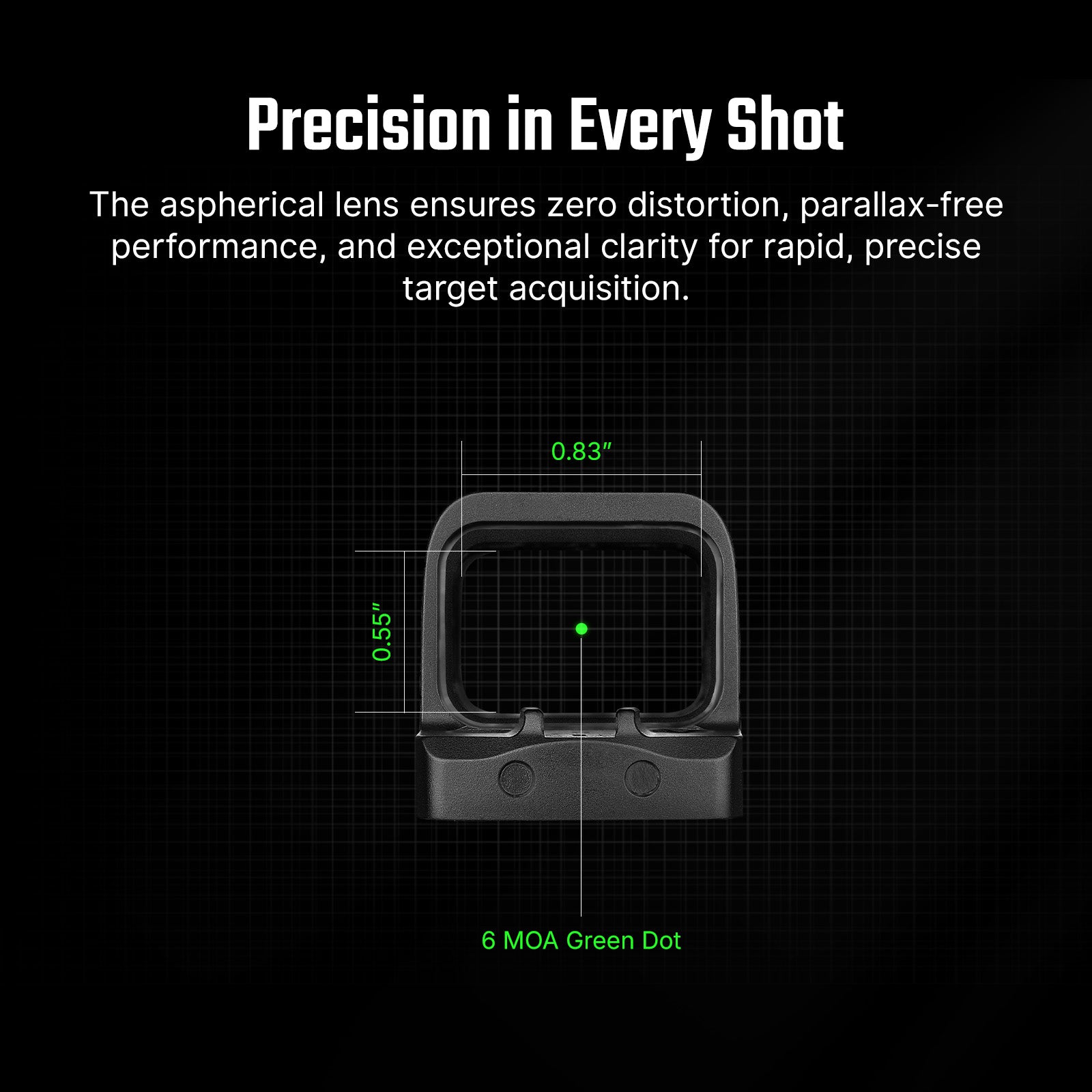 Osight SE Enclosed Emitter 6 MOA Green Dot Sight with Side-Loading Battery and RMSc Footprint