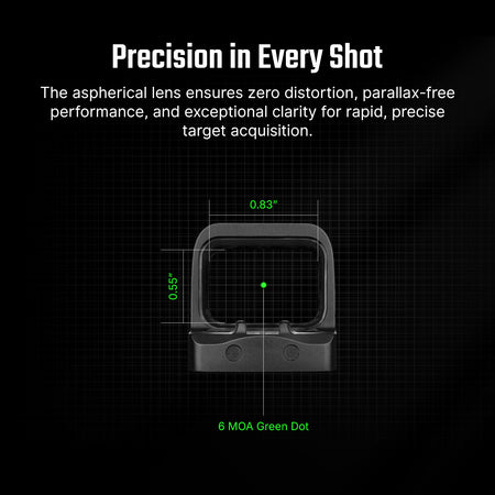 Osight SE Enclosed Emitter 6 MOA Green Dot Sight with Side-Loading Battery and RMSc Footprint
