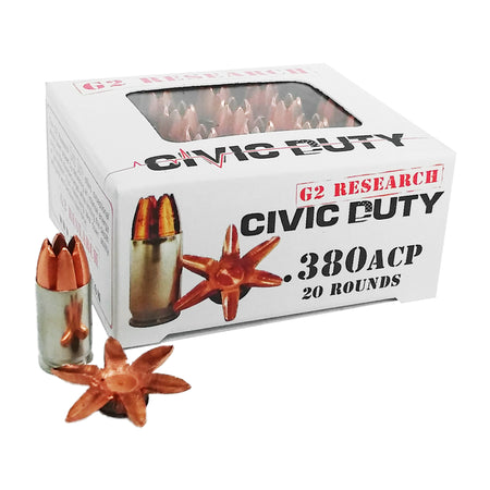 G2 Research Civic Duty Copper Expansion Projectile 64 Grain .380 ACP/Auto 1130 fps