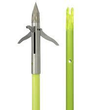 Muzzy Bowfishing Iron 3-Blade Fish Point and Chartreuse Arrow
