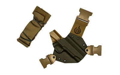 GunfightersINC Kenai Right Hand Chest Holster 5 Inch 1911 Government Model No Rail Gray Kydex Coyote Brown Nylon KN-1911G-040221