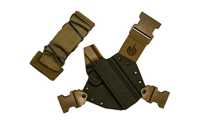 GunfightersINC Kenai Right Hand Chest Holster 5 Inch 1911 Government Model Rail Gray Kydex Coyote Brown Nylon KN-1911GR-040221
