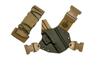 GunfightersINC Kenai Outdoor Chest Holster, Glock 20/21 Gen 1-4, Gray Kydex/Coyote Brown Nylon, Right-Hand Draw