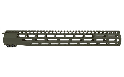 Grey Ghost Precision AR-15 MLOK Handguard 15", Full-Length Top Rail, Olive Drab Green Anodized GGP55615HGOD
