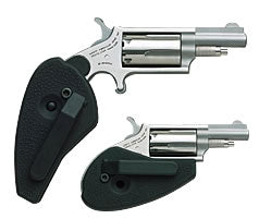 North American Arms 22MSHG Mini-Revolver Compact Frame 22 WMR 5 Shot 1.13" Stainless Steel Barrel, Frame & Cylinder, Black Synthetic Holster Grip, Exposed Hammer
