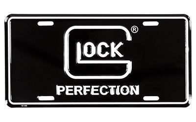 GLOCK OEM Black License Plate with White Perfection Logo, Traditional 6x12 Inch Size AS00042