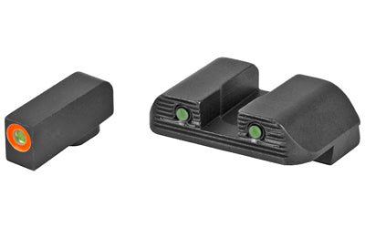 AmeriGlo Glock Bold Green Tritium Orange Outline Night Sight, .200" Front, For Glock Gen 5 G17/G19/G26/G34